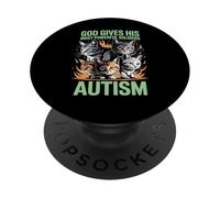 God Gives His Most Powerful Soldiers Autism Funny Cats Meme PopSockets Adhesive PopGrip
