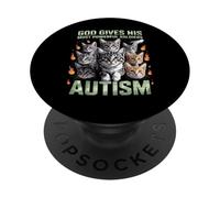 God Gives His Most Powerful Soldiers Autism Funny Cats Meme PopSockets Adhesive PopGrip