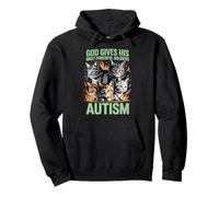 God Gives His Most Powerful Soldiers Autism Funny Cats Meme Pullover Hoodie