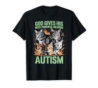 God Gives His Most Powerful Soldiers Autism Funny Cats Meme T-Shirt
