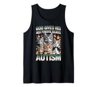 God Gives His Most Powerful Soldiers Autism Funny Cats Meme Tank Top