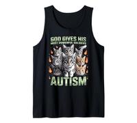 God Gives His Most Powerful Soldiers Autism Funny Cats Meme Tank Top