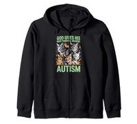 God Gives His Most Powerful Soldiers Autism Funny Cats Meme Zip Hoodie