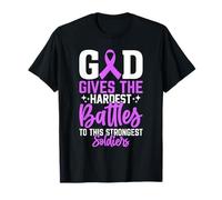 God Gives The Hardest Battles Purple Pancreatic Cancer T-Shirt