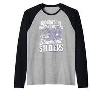 God Gives The Hardest Battles to His Strongest Soldiers Raglan Baseball Tee