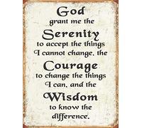 God Grant Me Serenity, Courage Wisdom Retro Metal Sign Plaque Novelty Kind Gift Tin Sign Wall Decoration 12X16inch