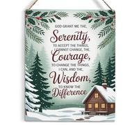 God Grant Me The Serenity Bible Verses Decor sign, Christian Prayer Room Wall Art Wooden Hanging Plaque 10 x 8 Inch, for Office Bedroom Living Room Home Christmas Decor Gifts