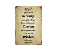 God Grant Me The Serenity Tin Sign Vintage Metal Signs Christian Wall Art Serenity Prayer Sign Home Bar Kitchen Coffee Man Cave Garage Wall Decor Art Tin Sign 8x12 Inch
