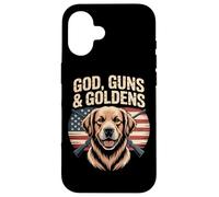 God Guns And Goldens American Flag Golden Retriever Case for iPhone 16