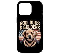 God Guns And Goldens American Flag Golden Retriever Case for iPhone 16 Pro