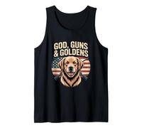 God Guns and Goldens American Flag Golden Retriever Tank Top