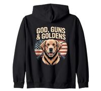 God Guns And Goldens American Flag Golden Retriever Zip Hoodie