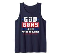 God Guns and Trump Support Donald Trump Shirt Tank Top, Men, Navy Blue, Medium