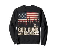 God Guns Big Bucks Hunter American Flag Distressed Sweatshirt