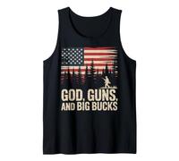 God Guns Big Bucks Hunter American Flag Distressed Tank Top