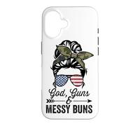 GOD GUNS & MESSY BUNS - Funny Womens American Gun Owner Case for iPhone 16