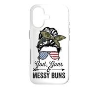 GOD GUNS & MESSY BUNS - Funny Womens American Gun Owner Case for iPhone 17