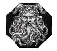 God Hades Mythical Symbols 3 Folding Portable Umbrellas for Rain Windproof Compact Travel Umbrella Automatic