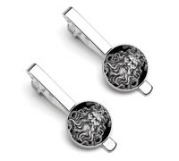 God Hades Mythical Symbols Men's Tie Clips Necktie Bar Pinch Clip Set of 2 Formal Business Wedding Accessories