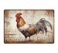God Handles All Your Problems Chicken Coop Metal Sign, Farm Kitchen Yard Chicken Lover Gift, 8x12 Inch