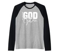 God Has Me Covered Christian Faith Quote Cross Typography Raglan Baseball Tee