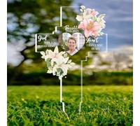 God Has You In Has Arms I Have You In My Heart Custom Memorial Grave Decorations Memorial Garden Stake Personalized Sympathy Gift For Loss Of Family Customized Acrylic Yard Sign Gift With Photo