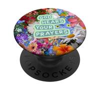 God Hears Your Prayers Christian Lily Hibiscus Flower Summer PopSockets Adhesive PopGrip