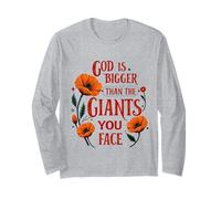 God is Bigger Than The Giants You Face Floral Christian Long Sleeve T-Shirt