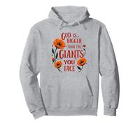 God Is Bigger Than The Giants You Face Floral Christian Pullover Hoodie