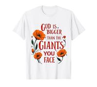 God is Bigger Than The Giants You Face Floral Christian T-Shirt