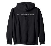 God Is Bigger Than Your Problems - Minimalist Christian Zip Hoodie