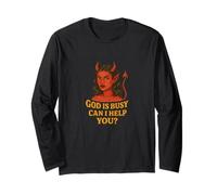 God is Busy can I Help You? Devil Woman Art Demon Girl Long Sleeve T-Shirt