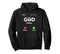 God Is Calling Phone Screen Religious Humor Christian Pullover Hoodie