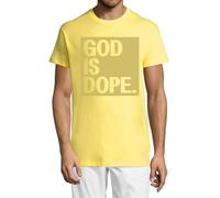 God is Dope Square Graphic Crew Neck Cotton Men's T-Shirt Yellow XX-Large