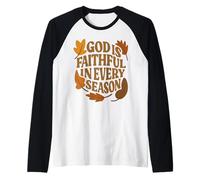 God is Faithful Christian Bible Verse Autumn Leaves Faith Raglan Baseball Tee
