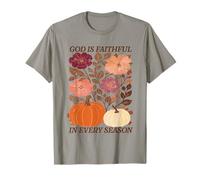 God is Faithful in Every Season Boho Floral Fall Christian T-Shirt