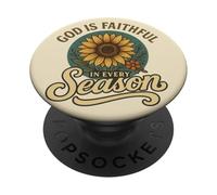 God Is Faithful In Every Season Sunflower Christian Faith PopSockets Adhesive PopGrip