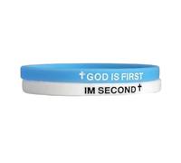 God is First I am Second Silicone Bracelets Christian Bible Verse Rubber Bracelets Religious Christian Quote Bangle Bracelet for Men Women, Bouncy, Silicone, no gemstone