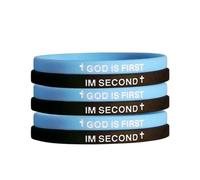 God is First I am Second Silicone Bracelets Christian Bible Verse Rubber Bracelets Religious Christian Quote Bangle Bracelet for Men Women, Bouncy, Silicone, no gemstone