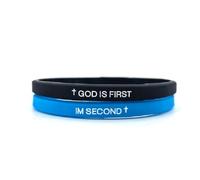 God is First I am Second Silicone Bracelets Christian Bible Verse Rubber Bracelets Religious Christian Quote Bangle Bracelet for Men Women, Bouncy, Silicone, no gemstone