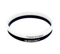 GOD IS FIRST IM SECOND Bracelets, Bible Verse Inspirational Bracelet, Christian Faith Religious Silicone Wristband, Uplifting Christian Gift Set for Men Women Teens (Christ Love)