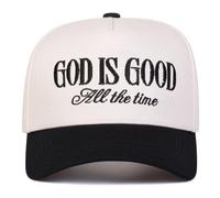 God Is Good All The Time Baseball Cap, Embroidered Design, Adjustable Fit, Adjustable Casual Hats Sunscreen Hat Sports Cap, Available in Black, Beige, Green (UK, Alpha, One Size, White - Black Brim)