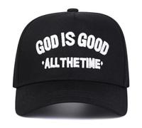 God Is Good All The Time Baseball Cap, Embroidered Design, Adjustable Fit, Adjustable Casual Hats Sunscreen Hat Sports Cap, Available in Black, Beige, Green (UK, Alpha, One Size, Black)