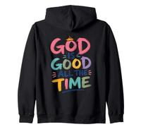 God Is Good All The Time Christian Quote Colorful Design Zip Hoodie