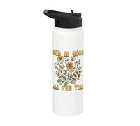 God is Good All The Time Floral Stainless Steel Insulated Water Bottle