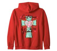 God Is Good All The Time Heart Cross Zip Hoodie