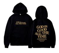 God is Good All The Time Hoodie for Women Oversized Letter Print Pullover Sweatshirts Loose Fit Casual Fall Hoodie Pockets Black,L