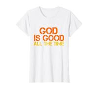 God is Good All The Time Jesus Retro Vintage Christian Bible Value Graphic T-Shirt, Women, White, M