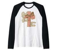 God is Good All The Time Leopard Bow Cross Christian Raglan Baseball Tee
