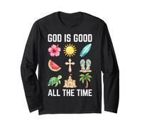 God is Good All The Time Retro Summer Cross Grid Long Sleeve T-Shirt